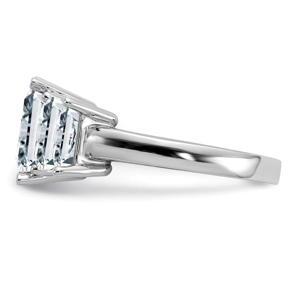 14K White Gold Octagon Radiant Three Stone Engagement Ring for Wedding Proposal