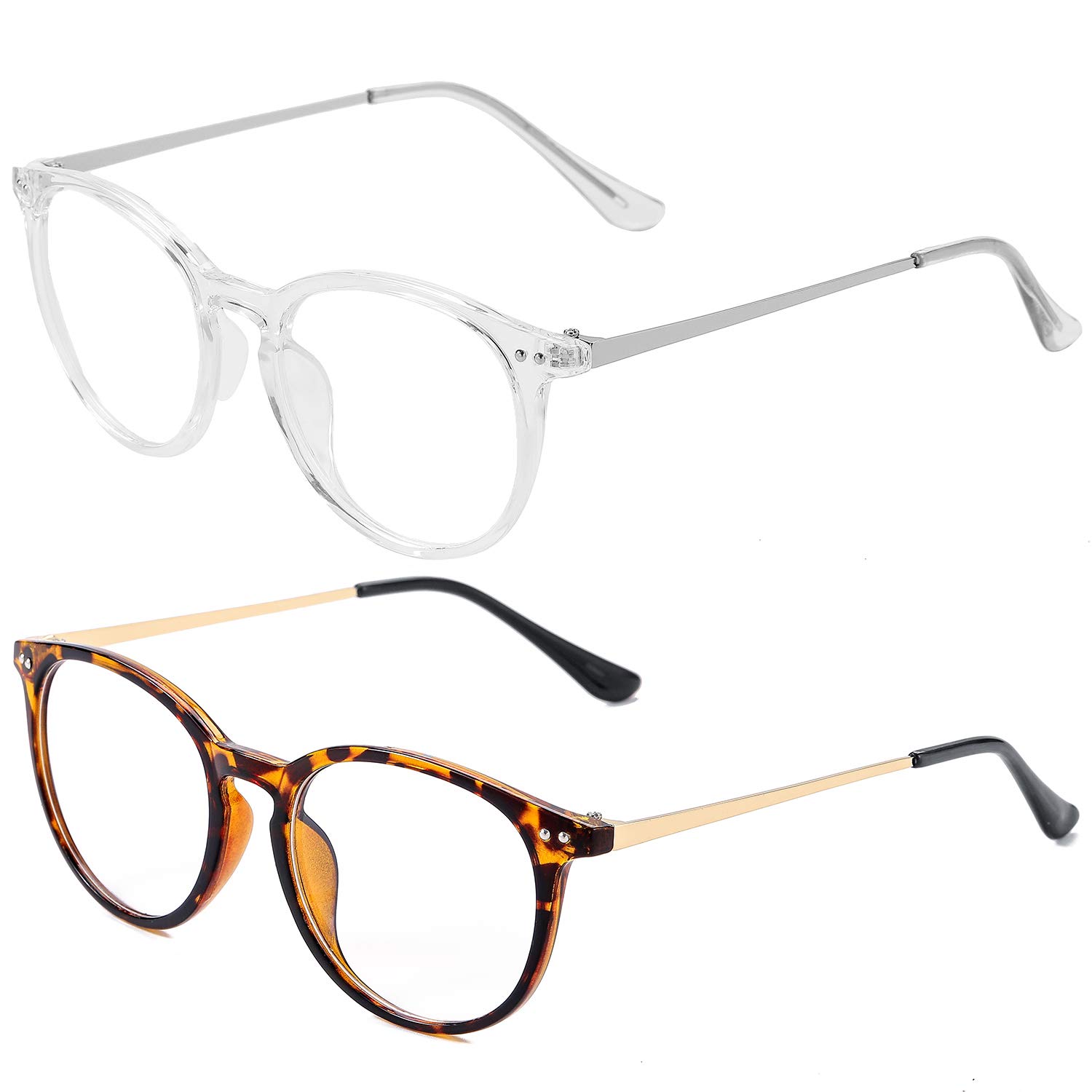 Stylish Retro Round Fake Glasses for Women & Men - Clear Lens Plastic Frame for Fashion & Cosplay