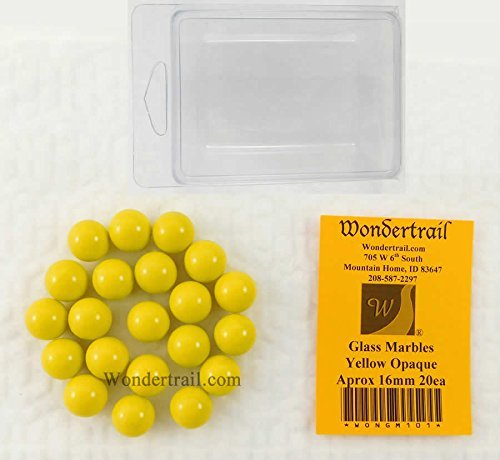20-Pack Yellow Opaque 16mm Glass Marbles for Home Decor, DIY Crafts & Kids Games - WONGM101