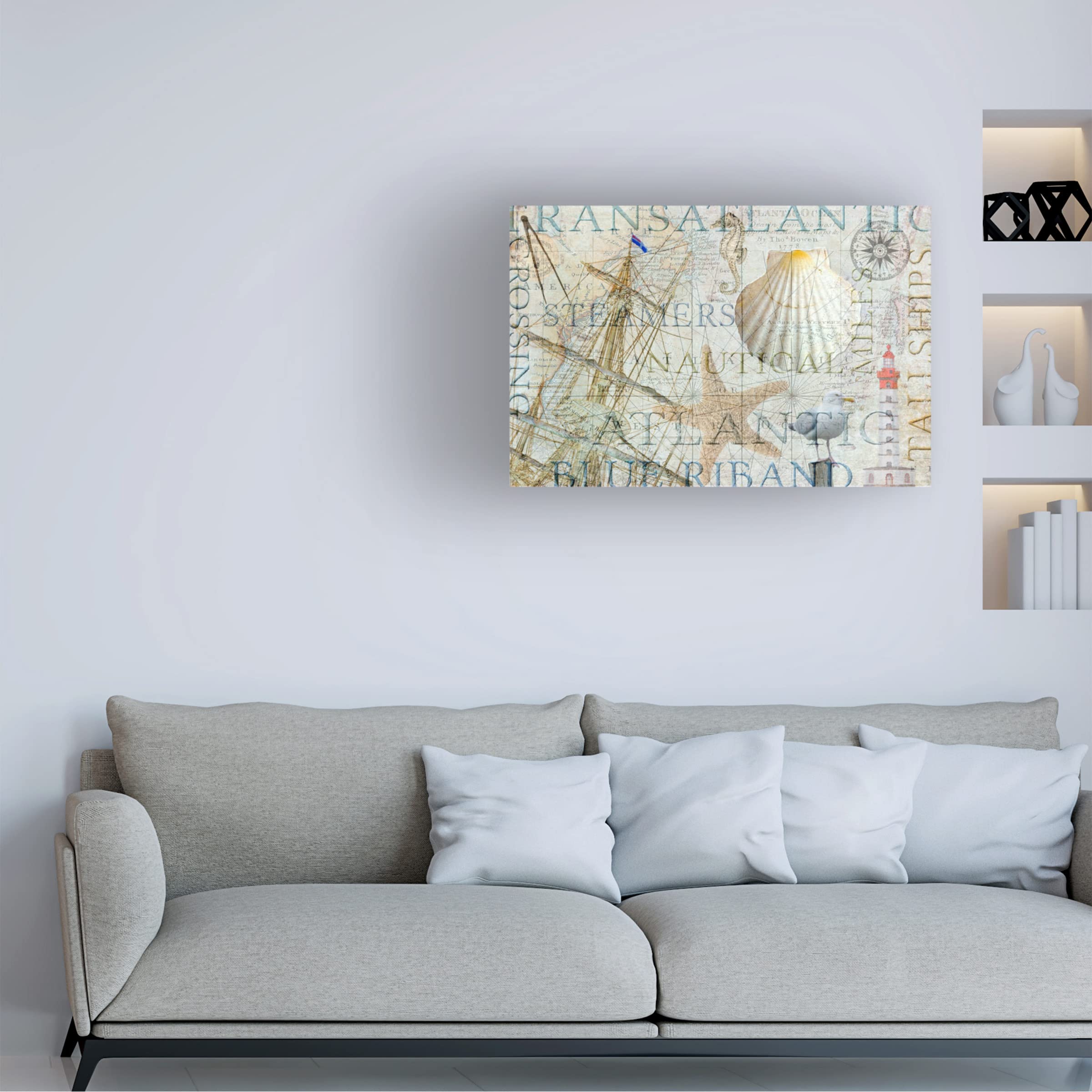 Trademark Fine Art 'The Atlantic' Canvas Wall Art by Cora Niele - Coastal Decor for Living Room, Bedroom & Office