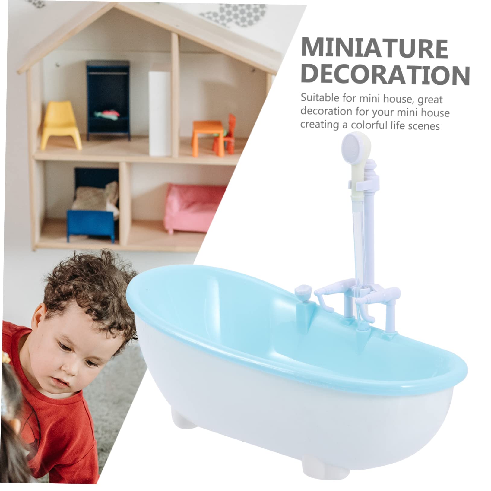 HEMOTON 4pcs Mini Bathtub Toy Set - Sky Blue Plastic Bathroom Figurines, Cute Bathtub Baby Dolls for Kids Bath Time Fun | Perfect for Toddler Bath Play, Sensory Toys & Nursery Decor
