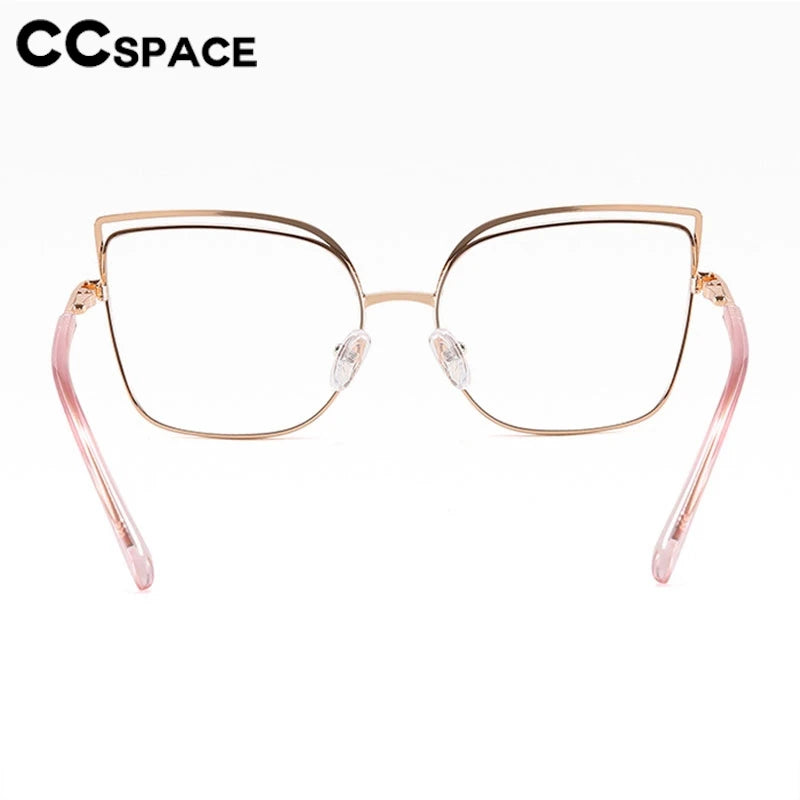 CCspace Women's Full Rim Square Cat Eye Alloy Eyeglasses Frame 301091 - Stylish Retro Glasses for Work, Reading & Fashion Accessories