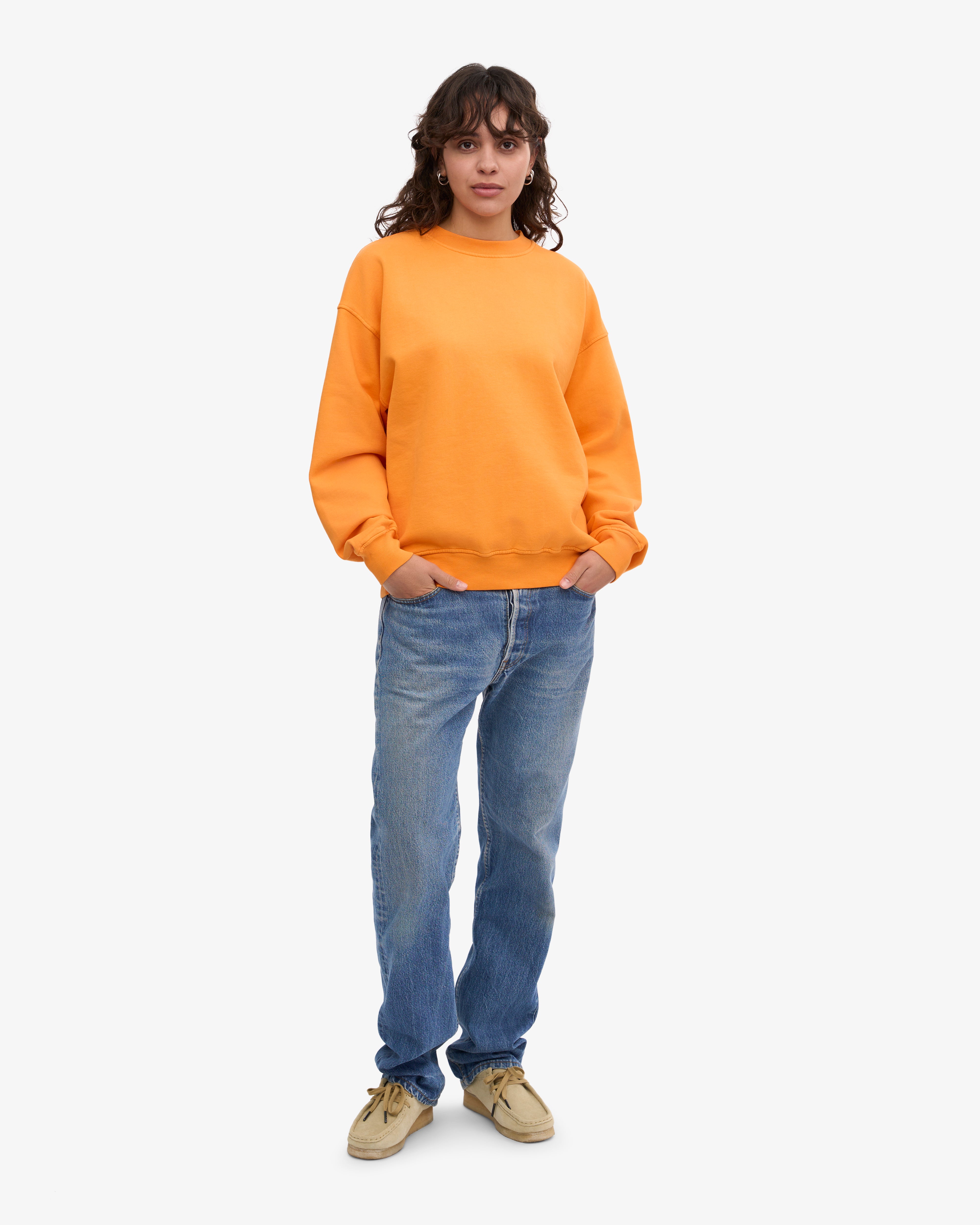 Organic Oversized Crewneck Sweatshirt - Sunny Orange | Cozy & Stylish Unisex Pullover for Casual Wear, Loungewear & Outdoor Activities