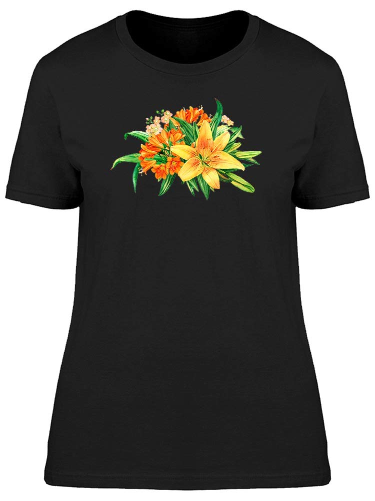 Yellow Lily Floral Print Wedding T-Shirt for Women - Casual Bridal Shower, Bachelorette Party & Spring Outfit