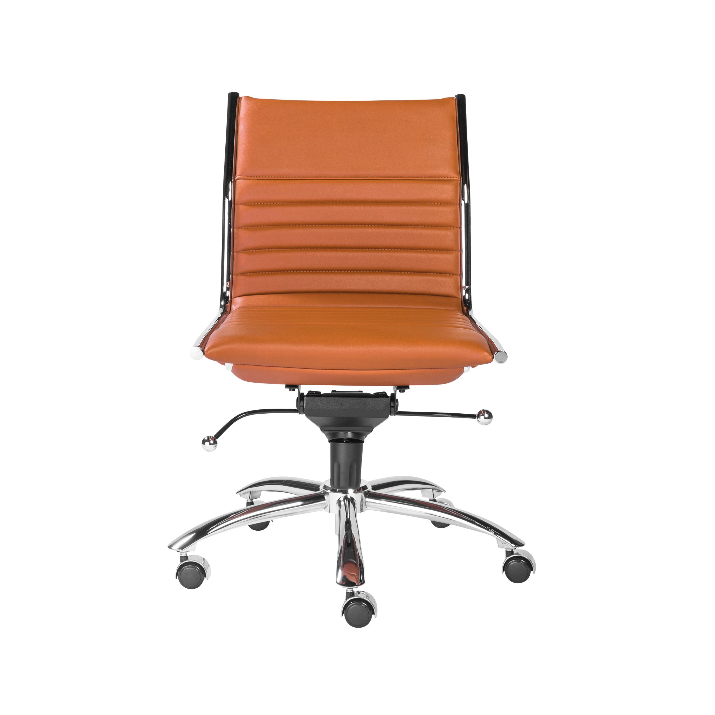 Euro Style Dirk Low Back Office Chair - Armless Ergonomic Design with Chrome Steel Base for Home, Office & Workspace Comfort