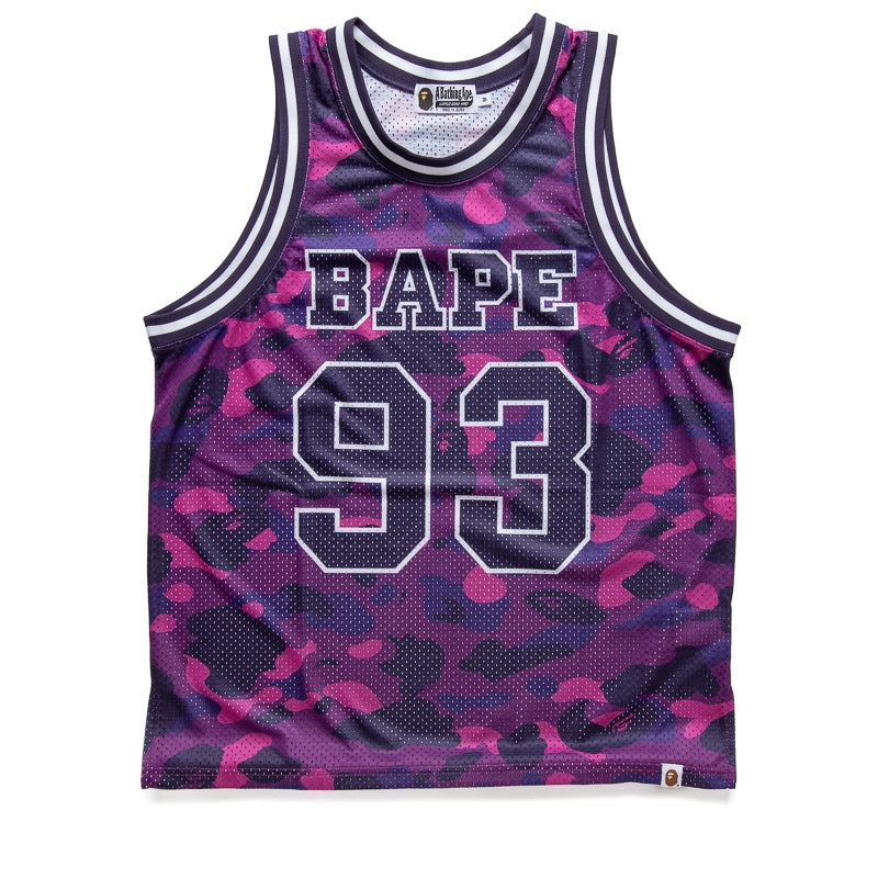 BAPE Color Camo Basketball Tank Top for Men - Purple Camouflage Sports Jersey for Streetwear & Gym Workouts