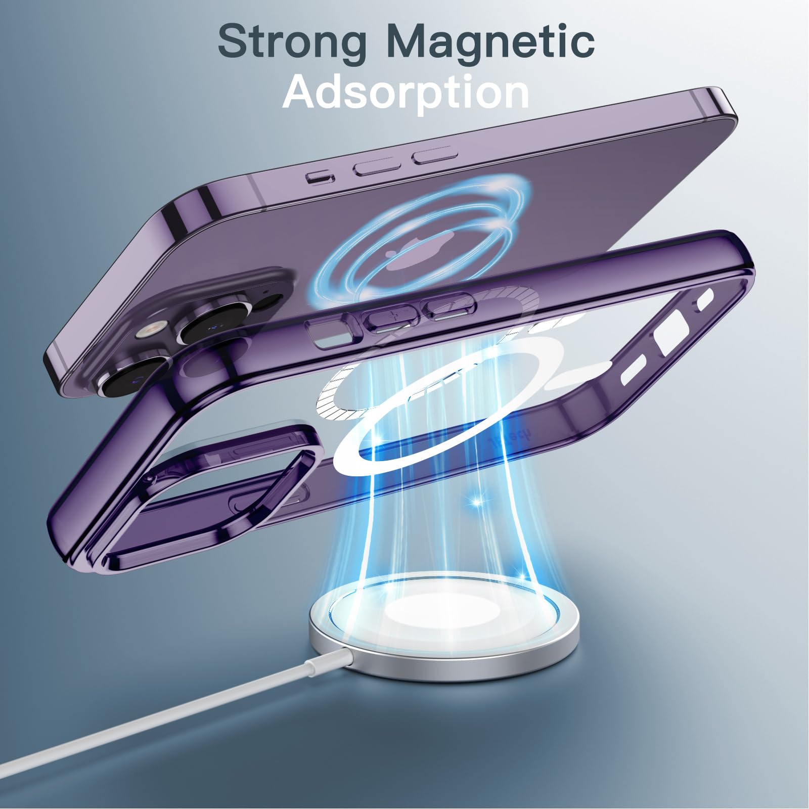 JETech Magnetic Case for iPhone 14 Pro Max 6.7-Inch | MagSafe Compatible Wireless Charging | Shockproof & Anti-Scratch Clear Back Bumper Cover (Deep Purple) | Perfect for Daily Use, Travel & Outdoor Activities