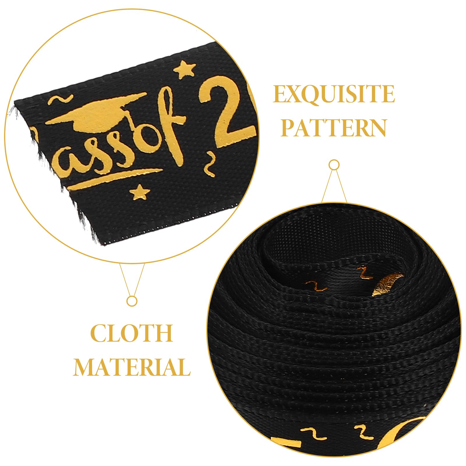 Amosfun Graduation Ribbon - Class of 2024 Satin Ribbon in Black & Gold - Congrats Grad Decorations for Graduation Ceremony, Classroom Party, Gift Wrapping & Diploma Presentation