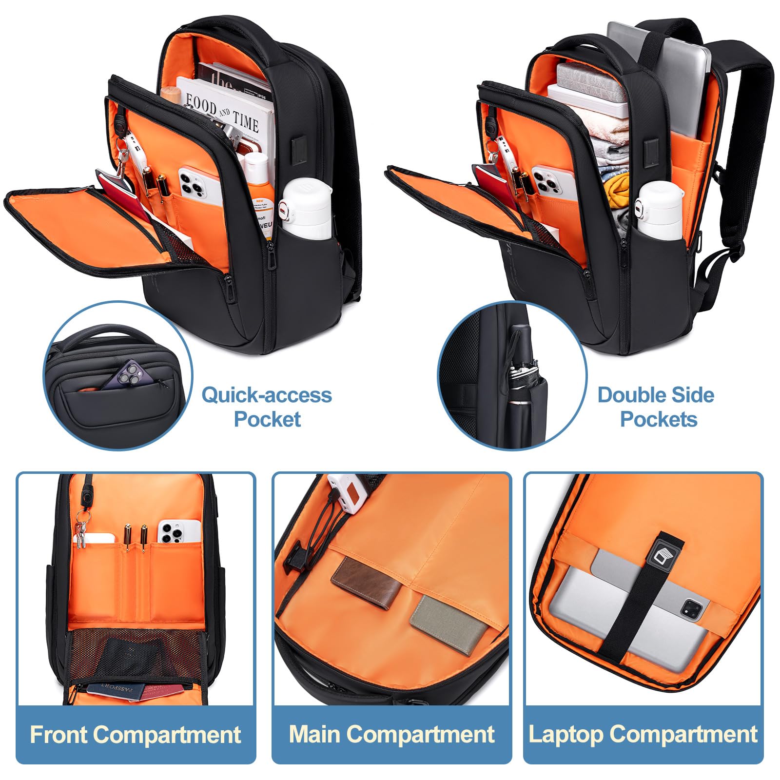 FENRUIEN Waterproof Business Backpack for Men - 15.6