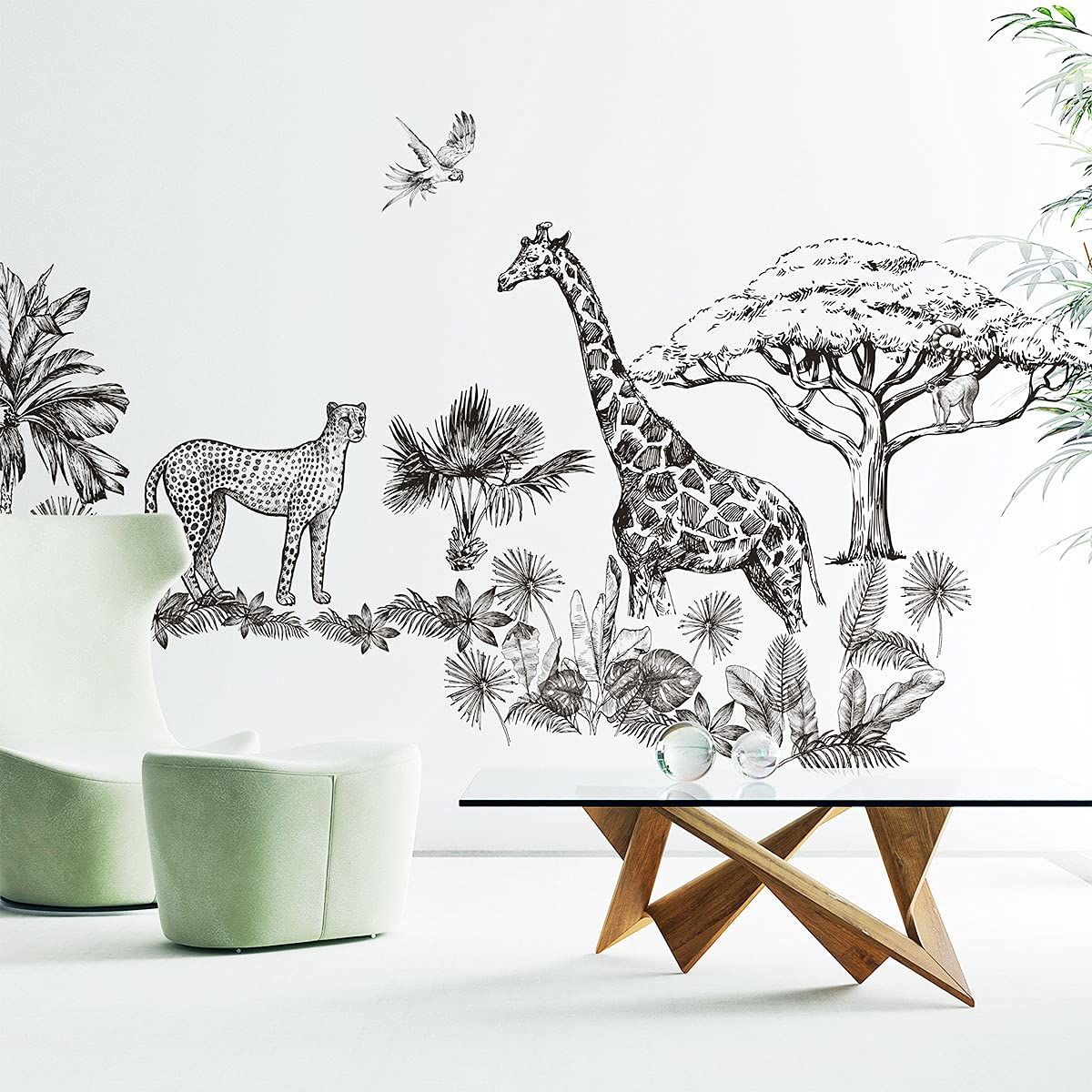 Kids Wall Decals - Savannah Animal Nursery Stickers for Baby Room Decor | Large Peel & Stick Wall Art (47