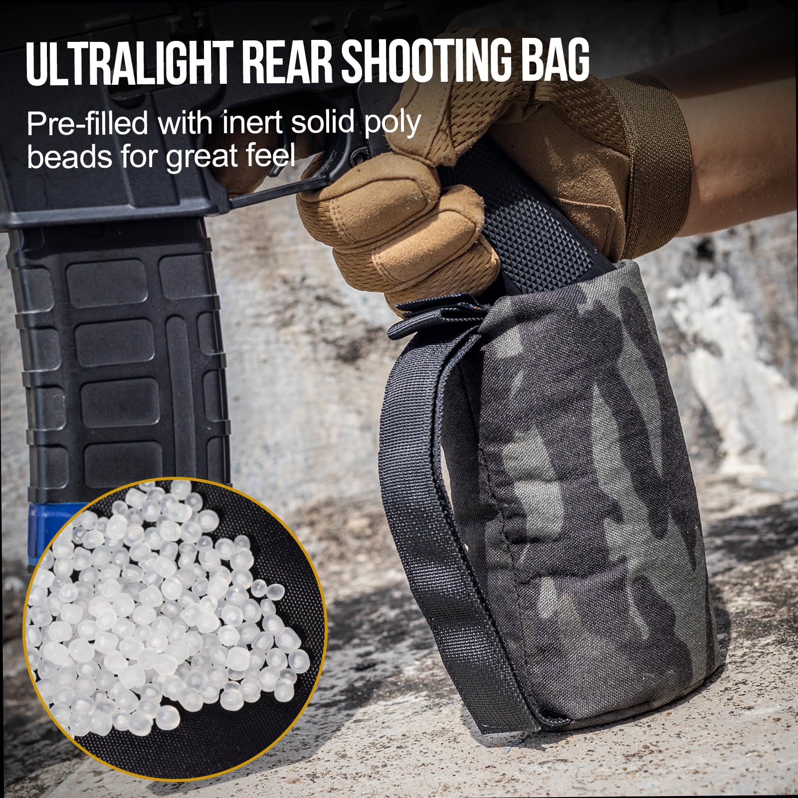 OneTigris Pre-Filled Shooting Rest Bag - Front & Rear Gun Support Sand Bag Stand for Rifle Shooting, Hunting & Range Practice | Durable Outdoor Shooting Accessories for Bench Rest, Target Practice & Field Use