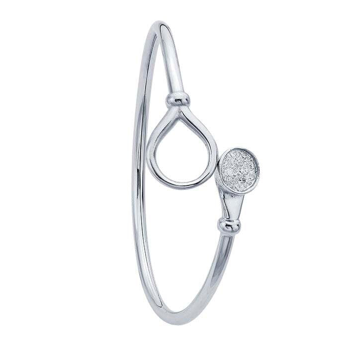 Sterling Silver Rhodium Plated 8mm Round Cabochon Flex Tube Bangle Bracelet Mounting - DIY Jewelry Making, Custom Handmade Jewelry Supplies for Bracelets, Necklaces & Rings - Perfect for Gifts, Weddings & Special Occasions