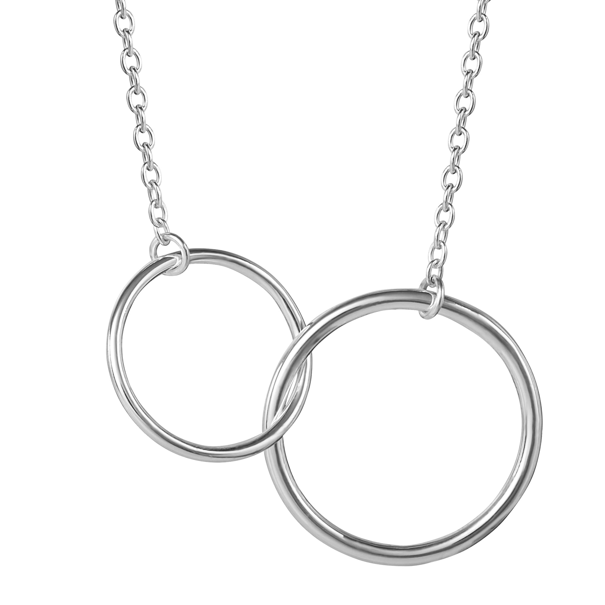 ONE FIVE THREE Sterling Silver Interlocking Circle Necklace for Women - 18