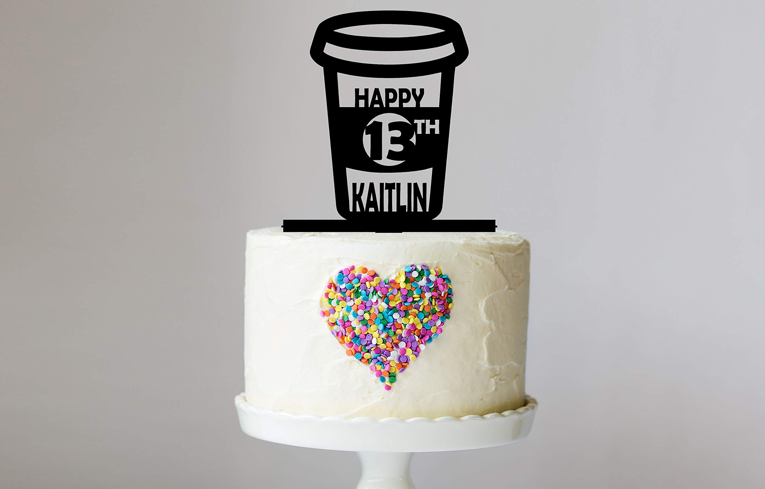 Personalized Coffee Cup Cake Topper with Keepsake Base - Custom Birthday & Party Decor, LT1276 - Perfect for Wedding, Baby Shower, Anniversary & Special Occasion Celebrations