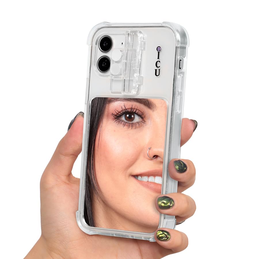 ICU Mirror Cell Case for iPhone 12 - Lighted Selfie Case with Vanity Mirror & Magsafe Compatibility | Shockproof Clear Cover for Women & Men | Perfect for Makeup Touch-ups, Selfies & Nighttime Use