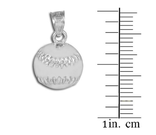 10K White Gold Baseball & Softball Sports Charm Pendant - Perfect for Jewelry Making, Gifts & Sports Enthusiasts