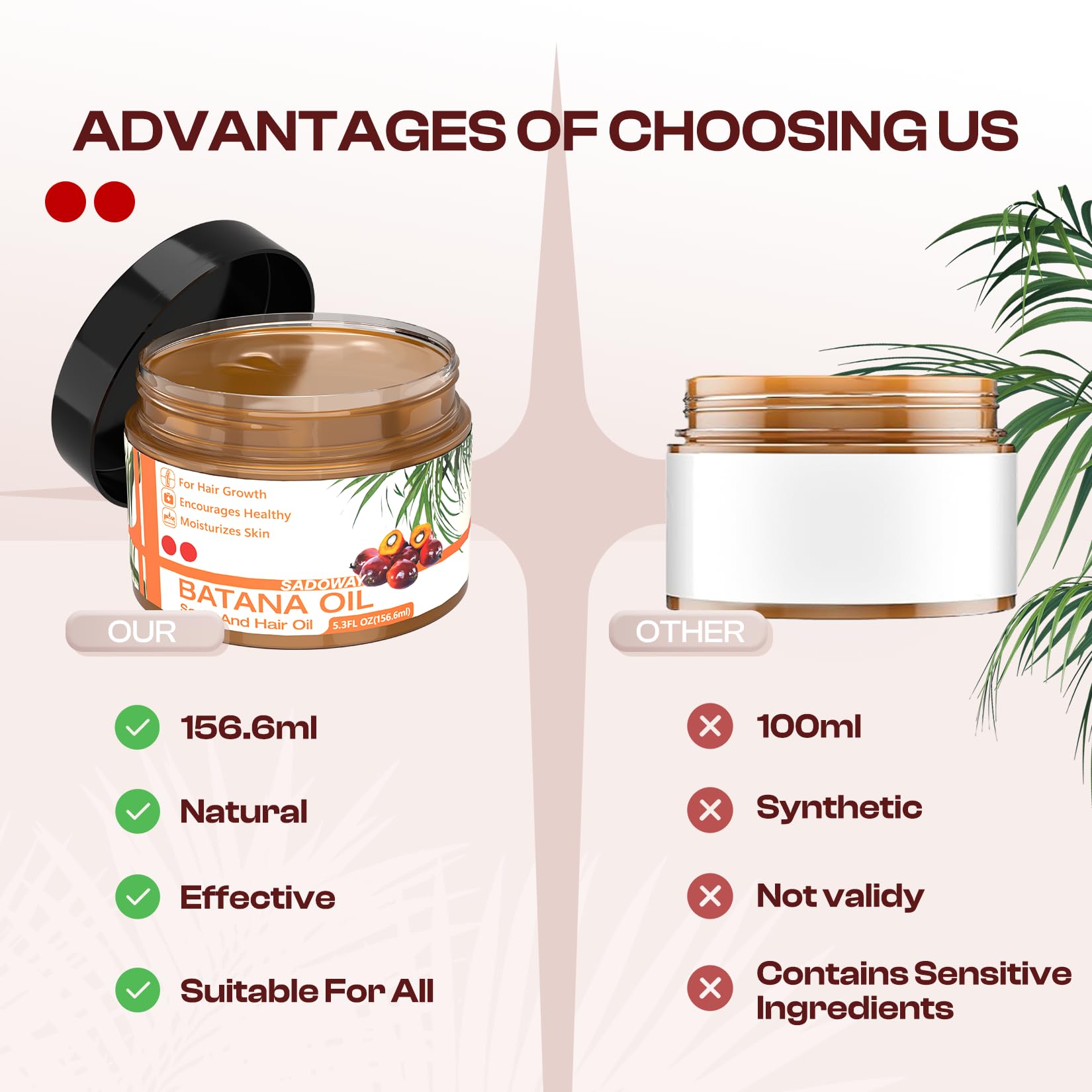 Organic SADOWAY Batana Oil for Hair Growth & Scalp Moisturizer - Prevent Hair Loss, Strengthen Hair Follicles - Natural Treatment for Men & Women - Perfect for Daily Hair Care & Scalp Massage