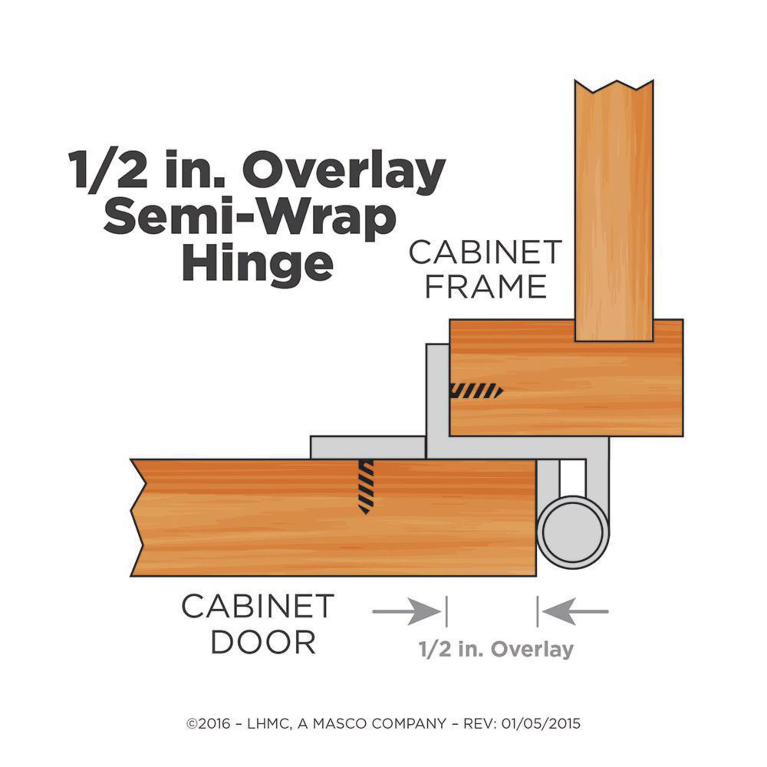 Franklin Brass 10-Pack Self-Closing Cabinet Hinges 1/2 Inch Semi-Wrap Overlay - Satin Nickel Finish H01915K-SN-B for Kitchen Cabinets, Cupboards & Furniture (Perfect for Smooth Door Closing & Space Saving)