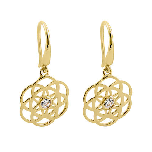 14K Yellow Gold Celtic Knot CZ Hook Earrings for Women - Elegant Round Stud Earrings for Everyday Wear & Special Occasions