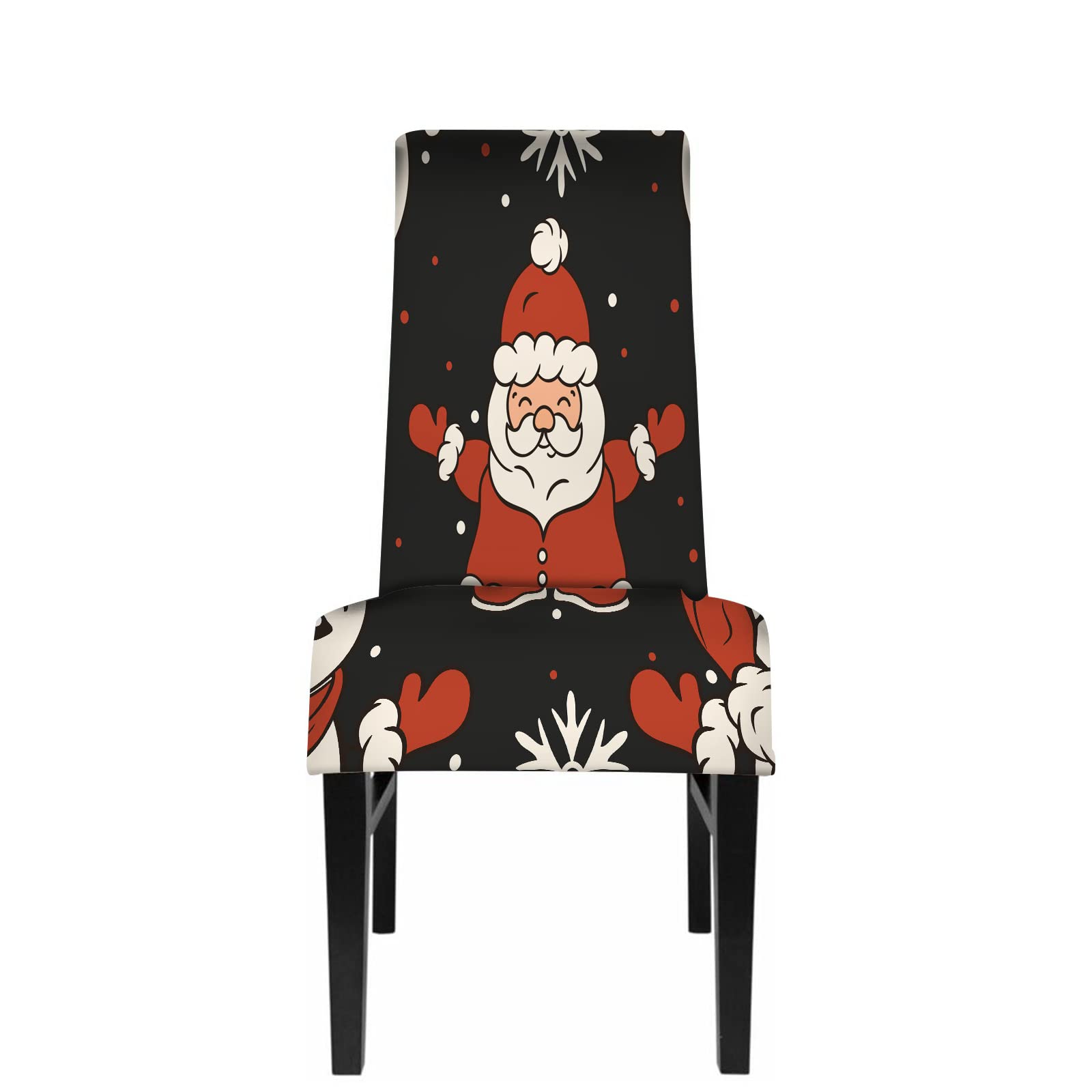 Nicokee Santa Claus Snowman Red Hat Christmas Dining Chair Cover - Stretchable & Removable Elastic Chair Slipcover for Home, Restaurant, Wedding - Holiday Party Decor & Dining Room Protection