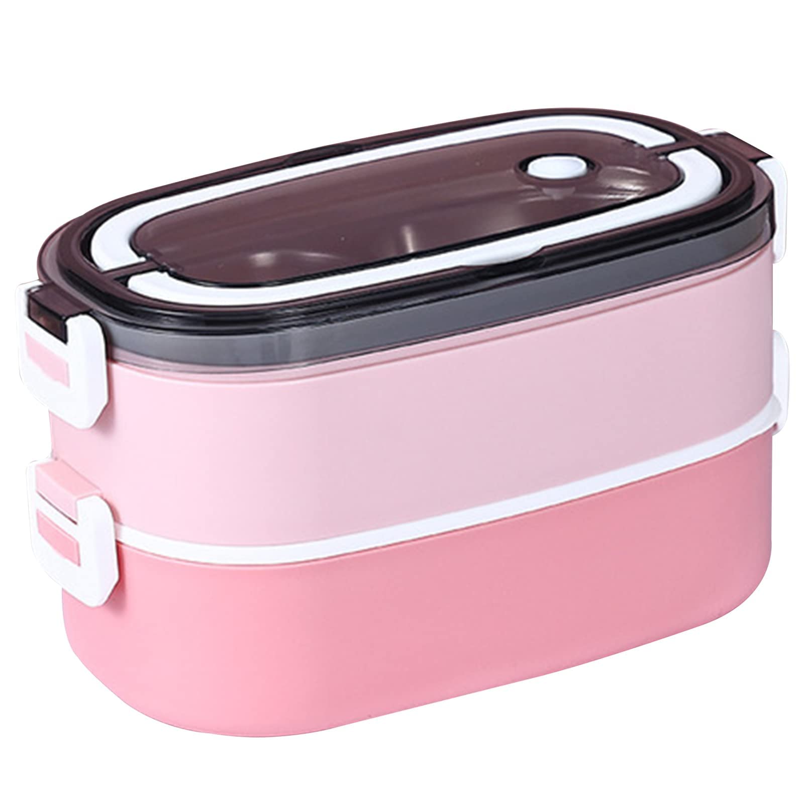 Premium Stainless Steel Stackable Bento Lunch Box with Dividers - 2-Tier Square Meal Prep Container for Adults | Ideal for Salads, Sandwiches, Snacks & Office Lunches (Eco-Friendly, Pink)