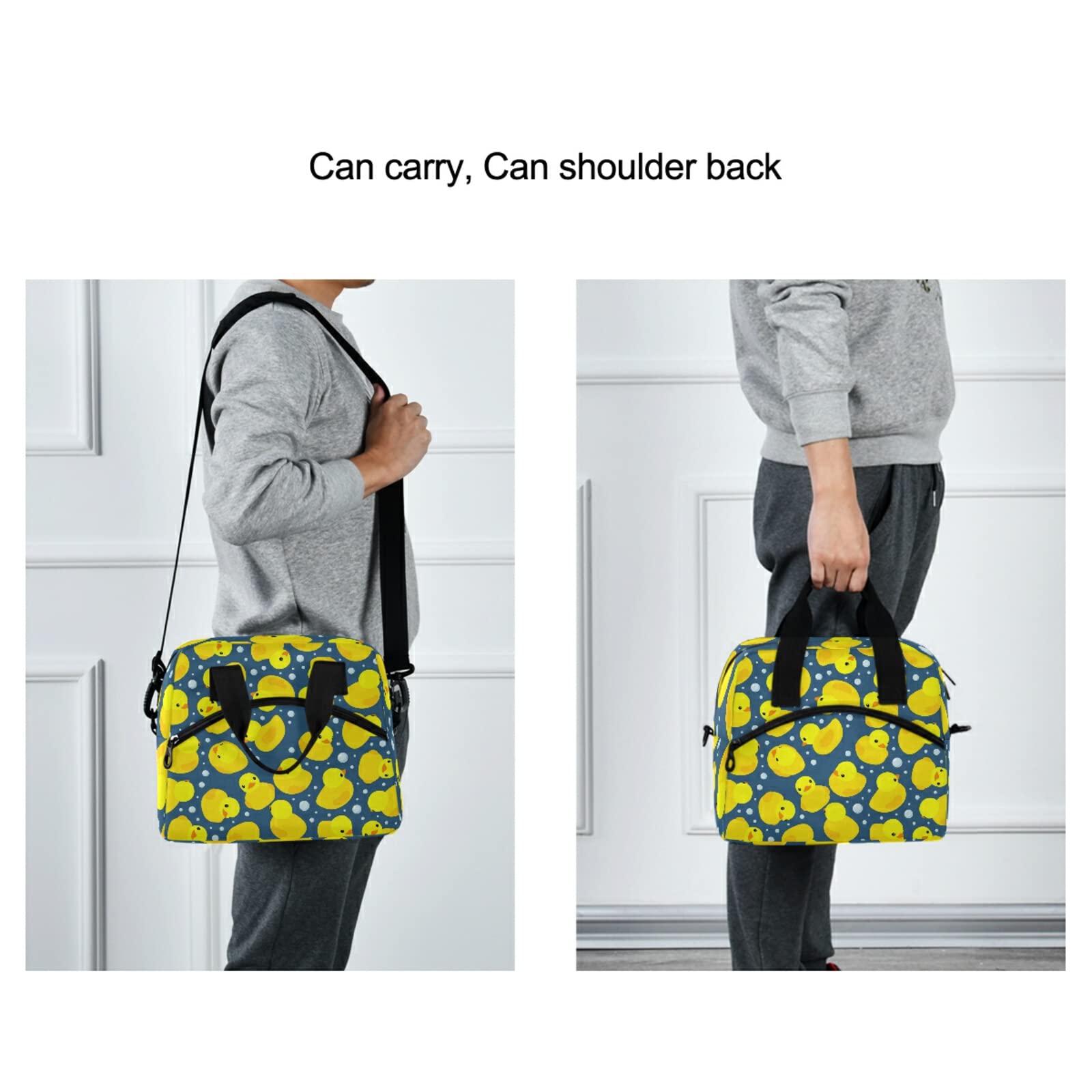 Reusable Insulated Lunch Box with Adjustable Shoulder Straps - CBBYY Rubber Ducks Lunch Bags for Women & Men, Perfect for Work, Picnic, School & Outdoor Activities