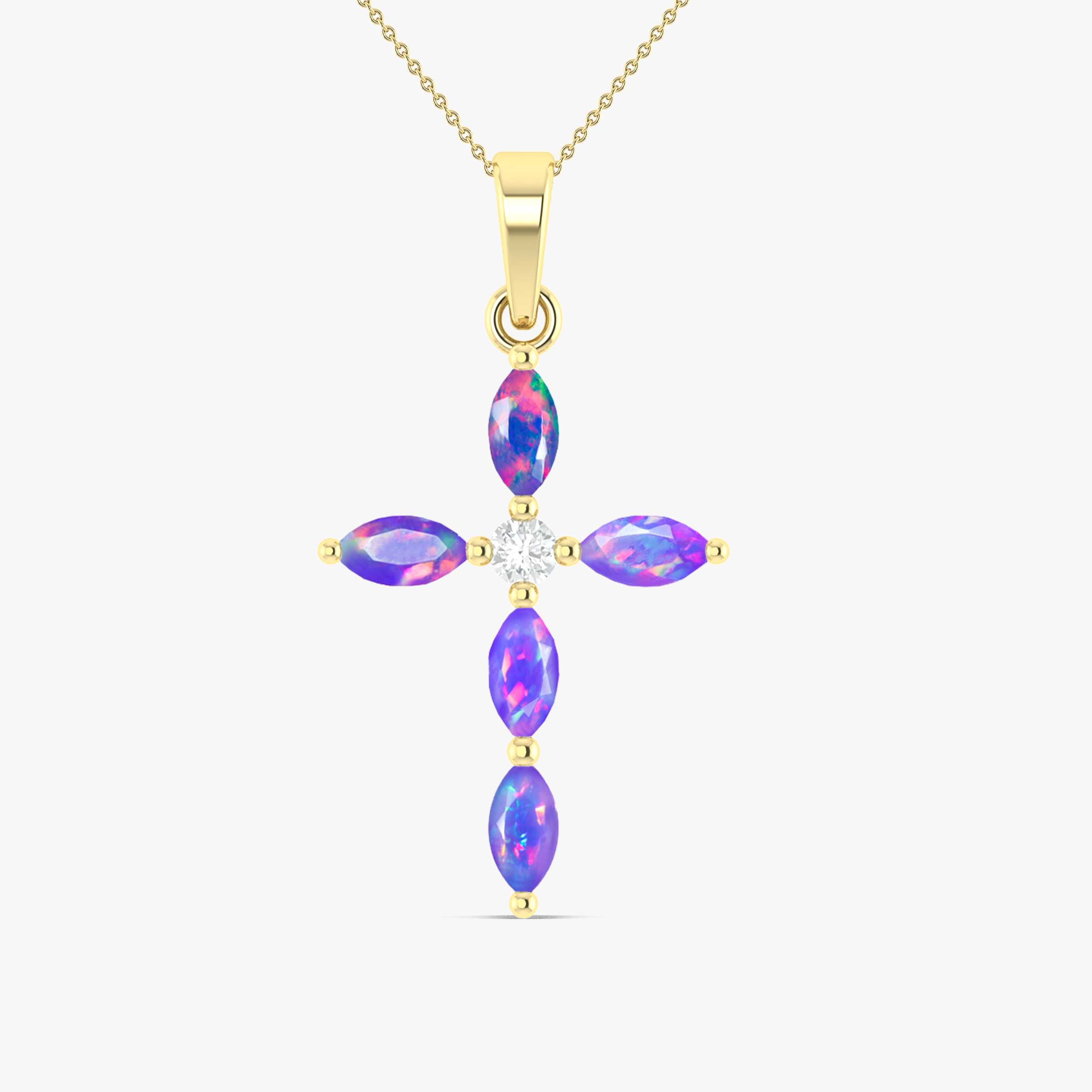 Natural Multi Fire Opal Marquise Gemstone Pendant Necklace for Women - Elegant Handmade Jewelry Gift for Birthday, Anniversary & Special Occasions