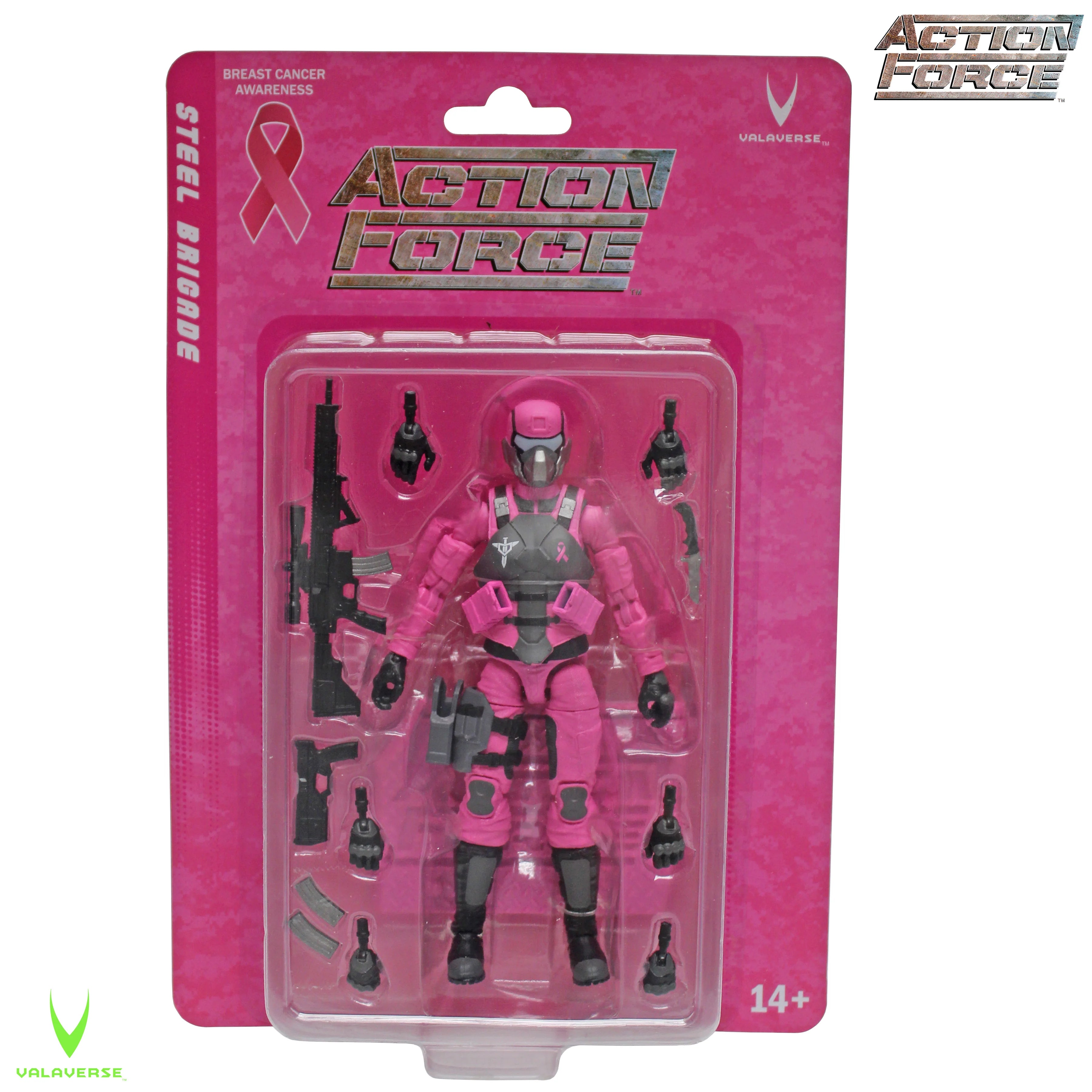 Steel Brigade Female Soldier (Breast Cancer Awareness Edition) - 1/12 Scale Action Figure by Action Force - Collectible Military Toy for Display, Gifts & Awareness Campaigns