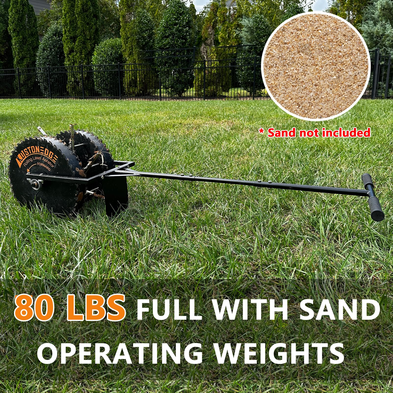 Patented Manual Rolling Lawn Aerator - 80lb Push Roller for Soil Aeration | Coring & Loosening Tool for Healthier Grass | Perfect for Garden, Yard & Lawn Care