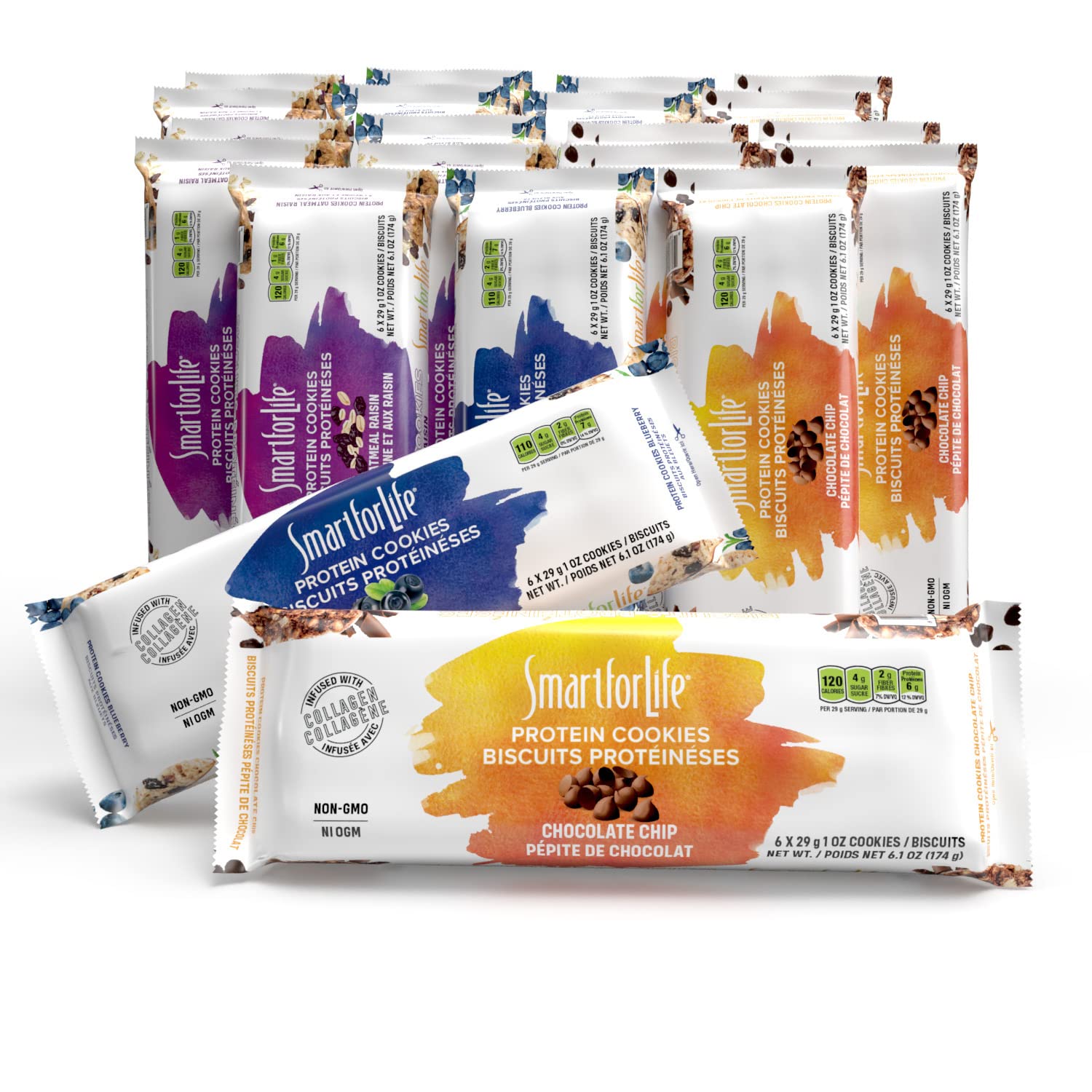 Smart for Life High Protein Cookie Diet Variety Pack - Chocolate Chip, Oatmeal Raisin & Blueberry (3 Weeks Supply) | Low Carb, High Fiber Meal Replacement Cookies for Weight Loss & Healthy Snacking