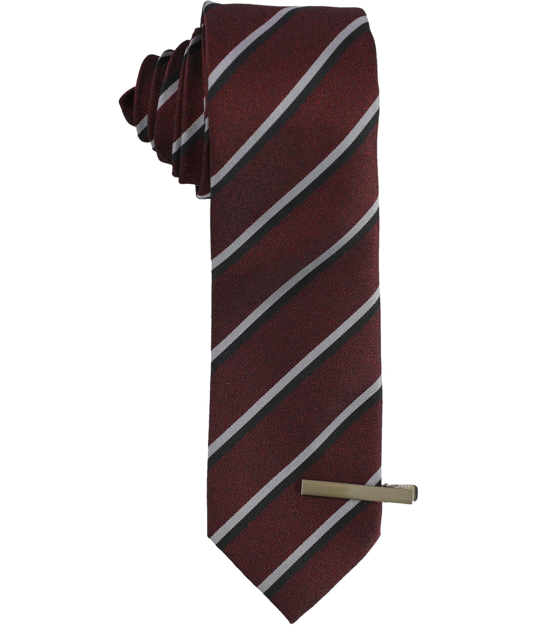 Alfani Men's Textured Self-Tied Necktie with Tie Clip - Classic Red - One Size Fits All | Perfect for Business Meetings, Weddings & Formal Occasions