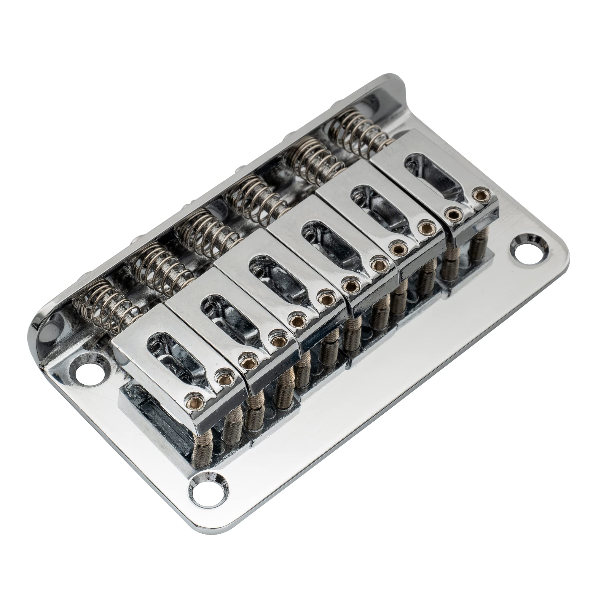 Musiclily 52.5mm Fixed Hardtail Bridge for 6-String Fender Strat Tele Electric Guitar - Chrome Plated Steel Replacement Part - Perfect for Guitar Repair & Upgrade