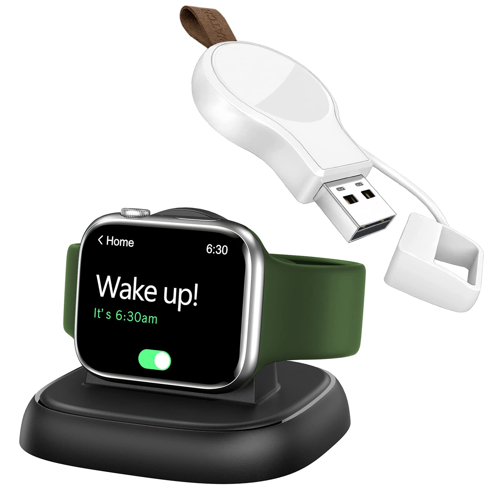 NEWDERY Magnetic Wireless Charger Stand for Apple Watch Series 7/SE/6/5/4/3/2/1 - Fast Charging Dock for Nightstand, Office & Travel Use