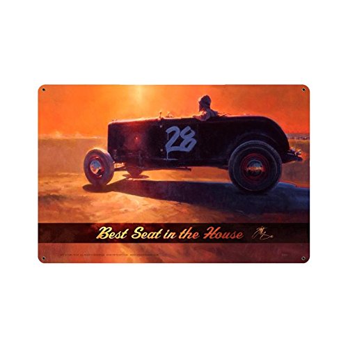 Tom Fritz Best Seat in The House Vintage Metal Sign - Made in USA with Heavy Gauge Steel - Perfect for Man Cave, Bar Decor & Garage Wall Art
