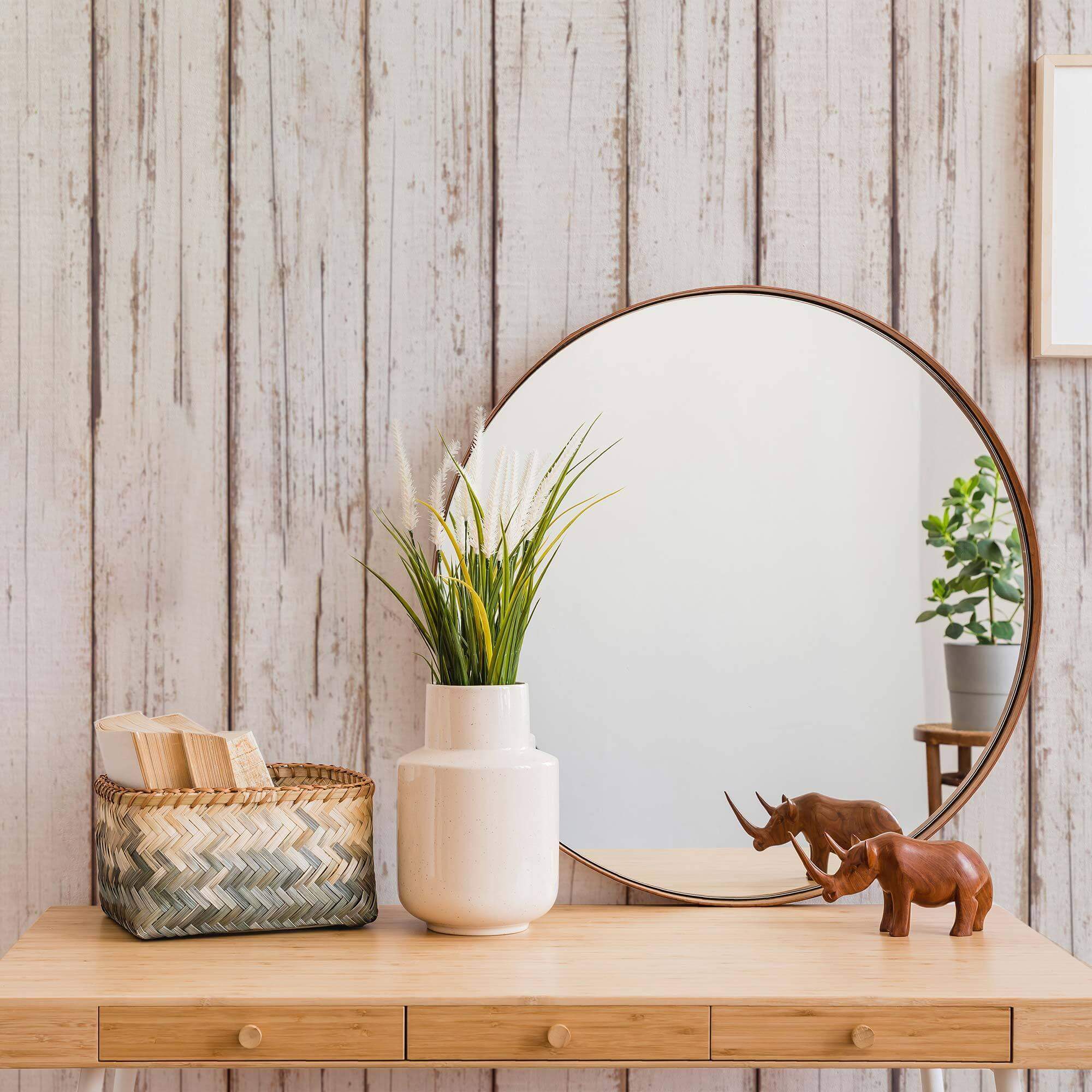 Beige Wood Peel and Stick Removable Wallpaper - Self-Adhesive Decorative Wall Covering for Bedroom, Living Room & Home Office