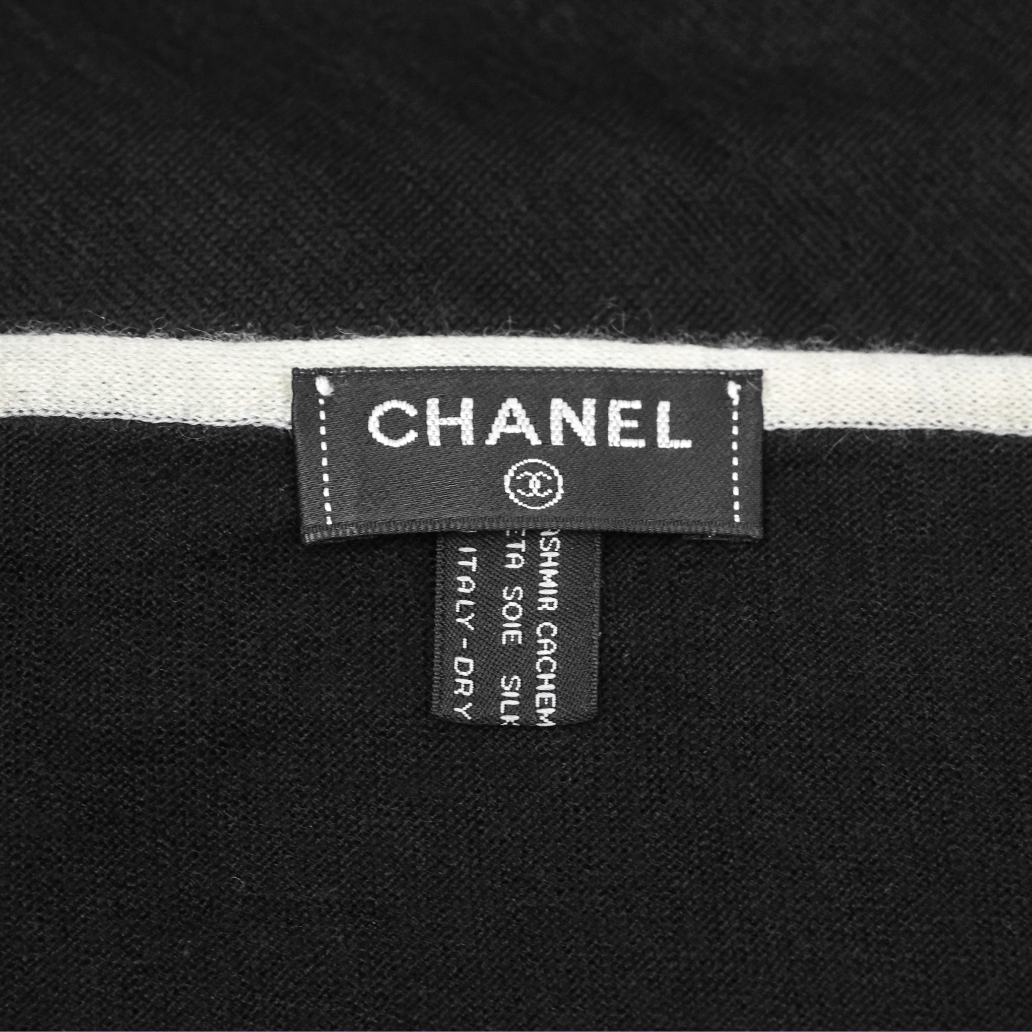 Chanel CC Logo Black & White Cashmere Silk Scarf - Luxury Fashion Accessory for Women, Perfect for Gifts, Parties & Winter Outfits
