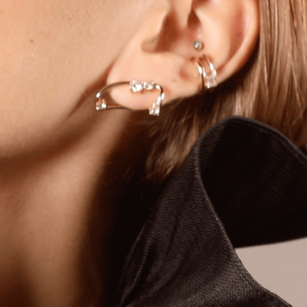 Zaha Cluster Curve Earrings - Elegant Gold-Plated Dangle Earrings for Women, Trendy Statement Jewelry for Parties, Weddings & Special Occasions
