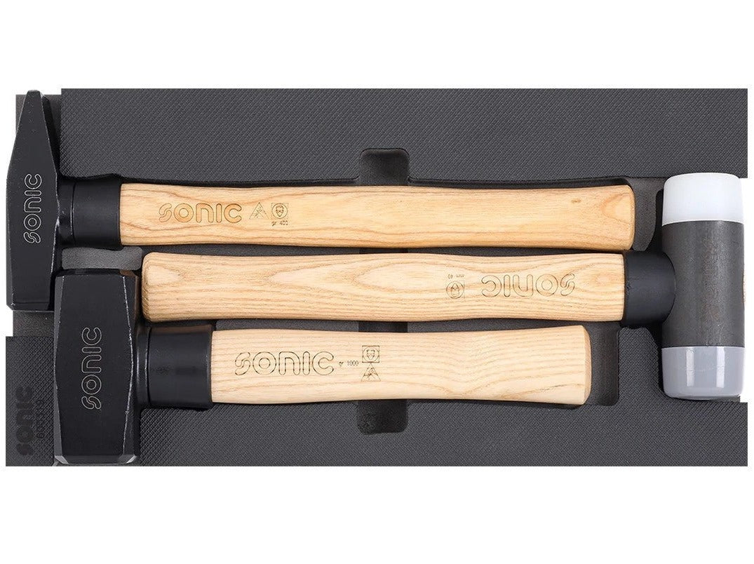 3-Piece Sonic Foam System Hammer Set - Small (1/3 Size) - Perfect for Auto Body Repair, Metalworking & DIY Projects