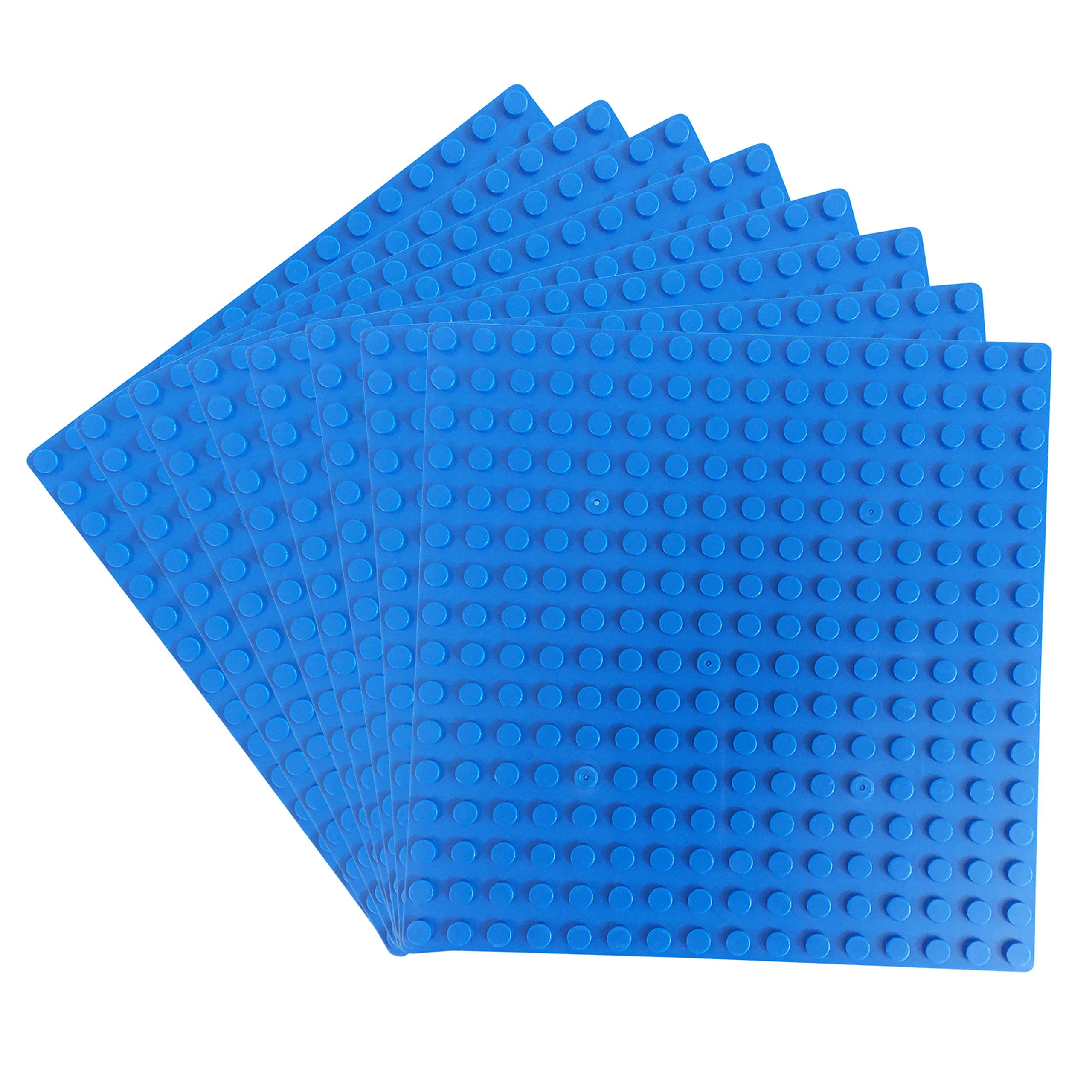 8 Pcs Katara 1741 Building Plates 13x13cm - Compatible with Lego, Sluban, Papimax, Q-Bricks - Blue Baseplates for Creative Construction & DIY Projects