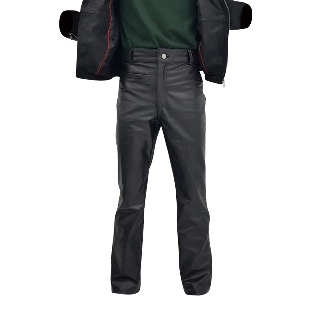 MFP Main Force Patrol Gibson Max Motorcycle Biker Black Leather Jeans Pants for Men - Durable Riding Gear for Harley, Cruiser & Adventure Bikes