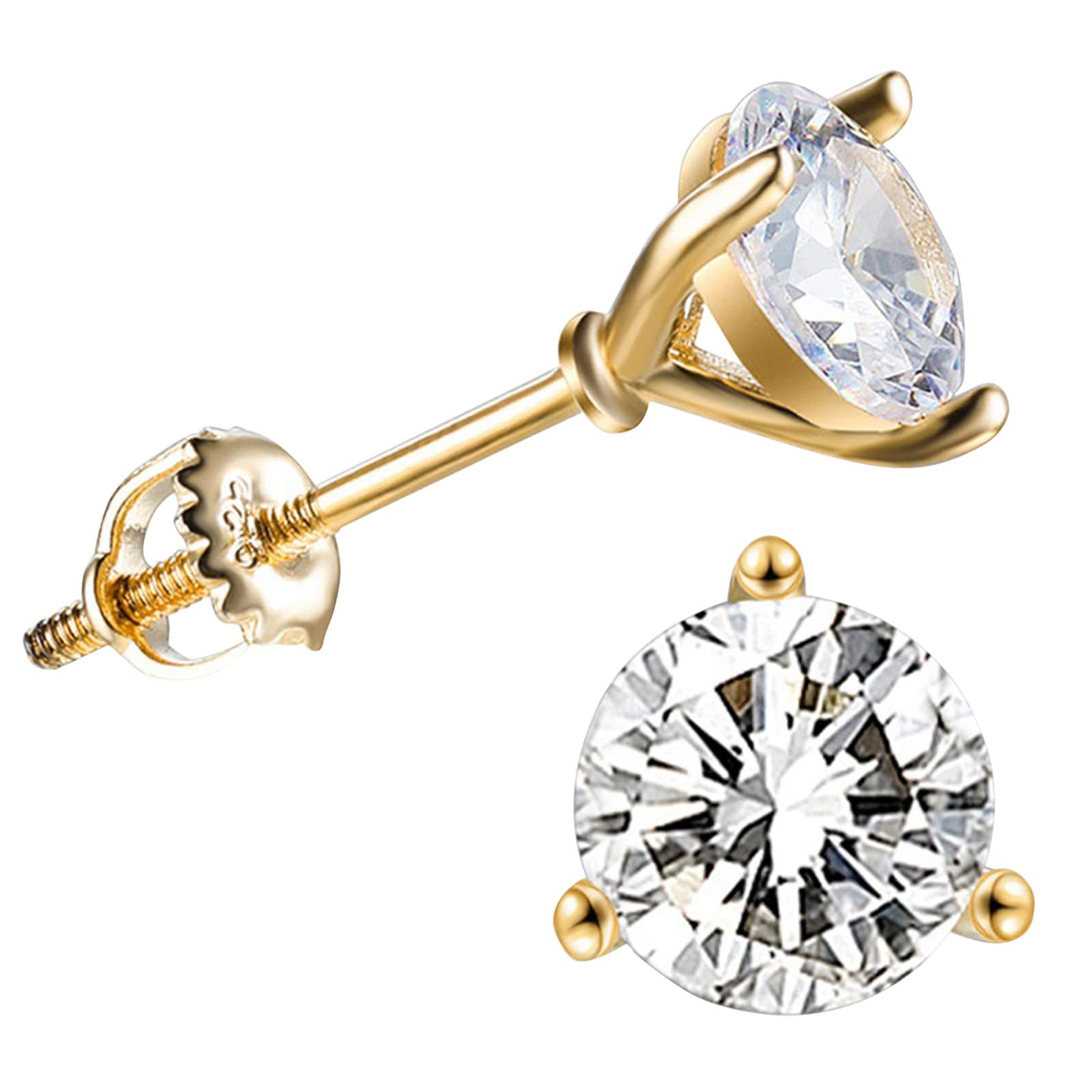 Elegant Gold Rhinestone Dangle Earrings for Women - 3 Claw Thin Silver Wedding Jewelry Accessories | Perfect for Bridal, Party & Evening Wear