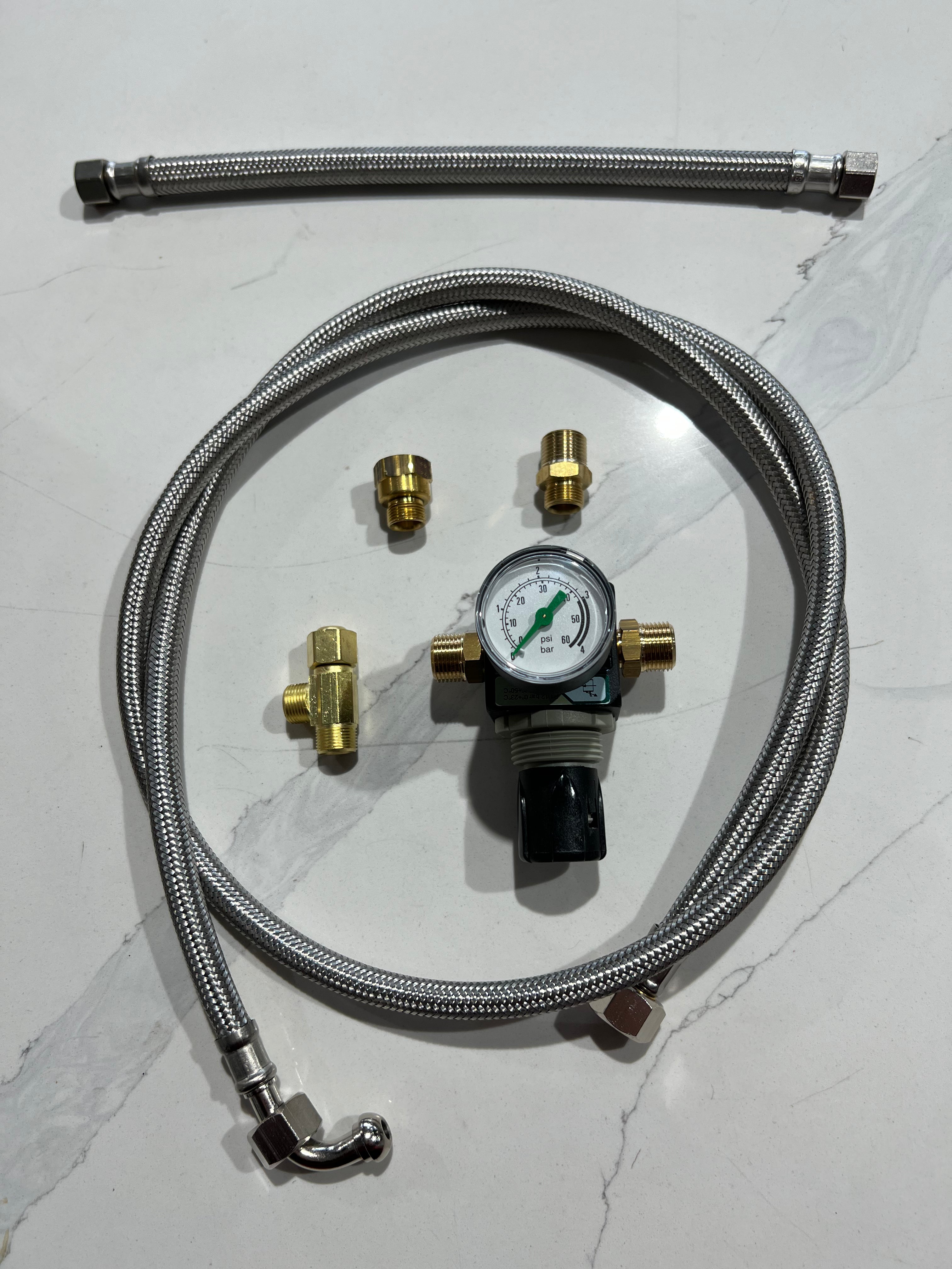 Commercial Water Connection Kit with Pressure Reducer - Heavy Duty Brass Fittings for Coffee Machines, Ice Makers & Restaurant Equipment - Perfect for Food Service Businesses & Commercial Kitchens