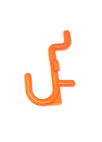JSP Manufacturing 50-Pack Orange Plastic J-Style Pegboard Hooks - Non-Locking Tool Storage Hooks for Garage, Workshop & Craft Organization - Pegboard Accessories for Tools, Utensils & Supplies