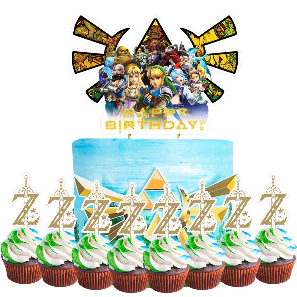 The Legend of Zelda Party Supplies Set - 24pcs Cake Toppers & Cupcake Decorations for Birthday, Baby Shower & Game Theme Celebration