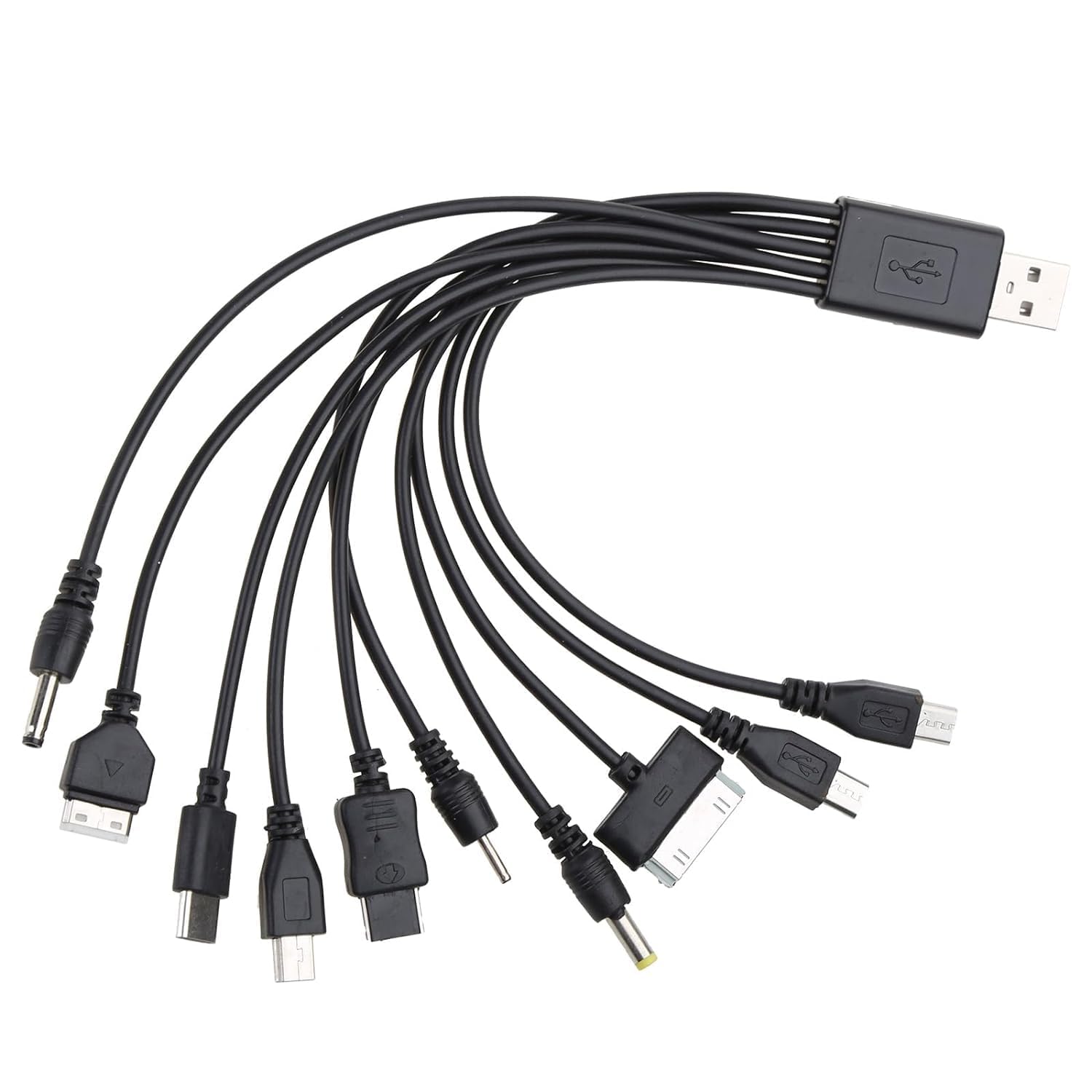10-in-1 Universal USB Charging Cable - Multi-Device Fast Charger for iPhone, Android, Earphones & Speakers (20cm/7.87in) - Perfect for Travel, Office & Home Use