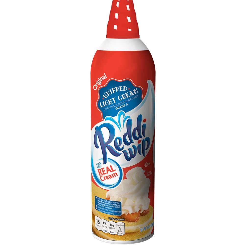 Reddi Wip Real Cream Whipped Topping, 15 Oz (Pack of 12) - Perfect for Desserts, Coffee & Baking - Dairy Whipped Cream Canister for Home & Professional Use