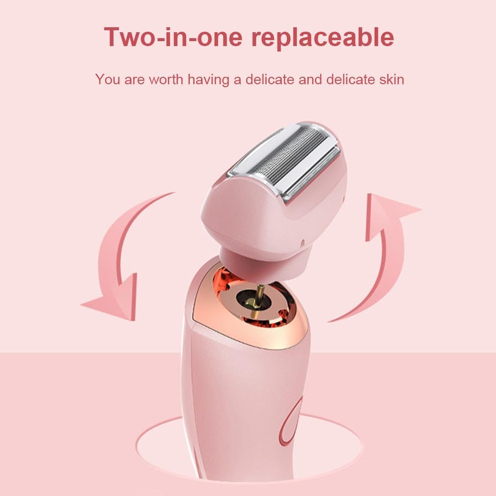 2 in 1 Electric Shaver & Bikini Trimmer for Women - Painless Hair Removal Epilator for Pubic & Body Hair at Home | Multi-Functional Grooming Kit for Smooth Skin | Perfect for Travel, Gym & Daily Personal Care (Blue)