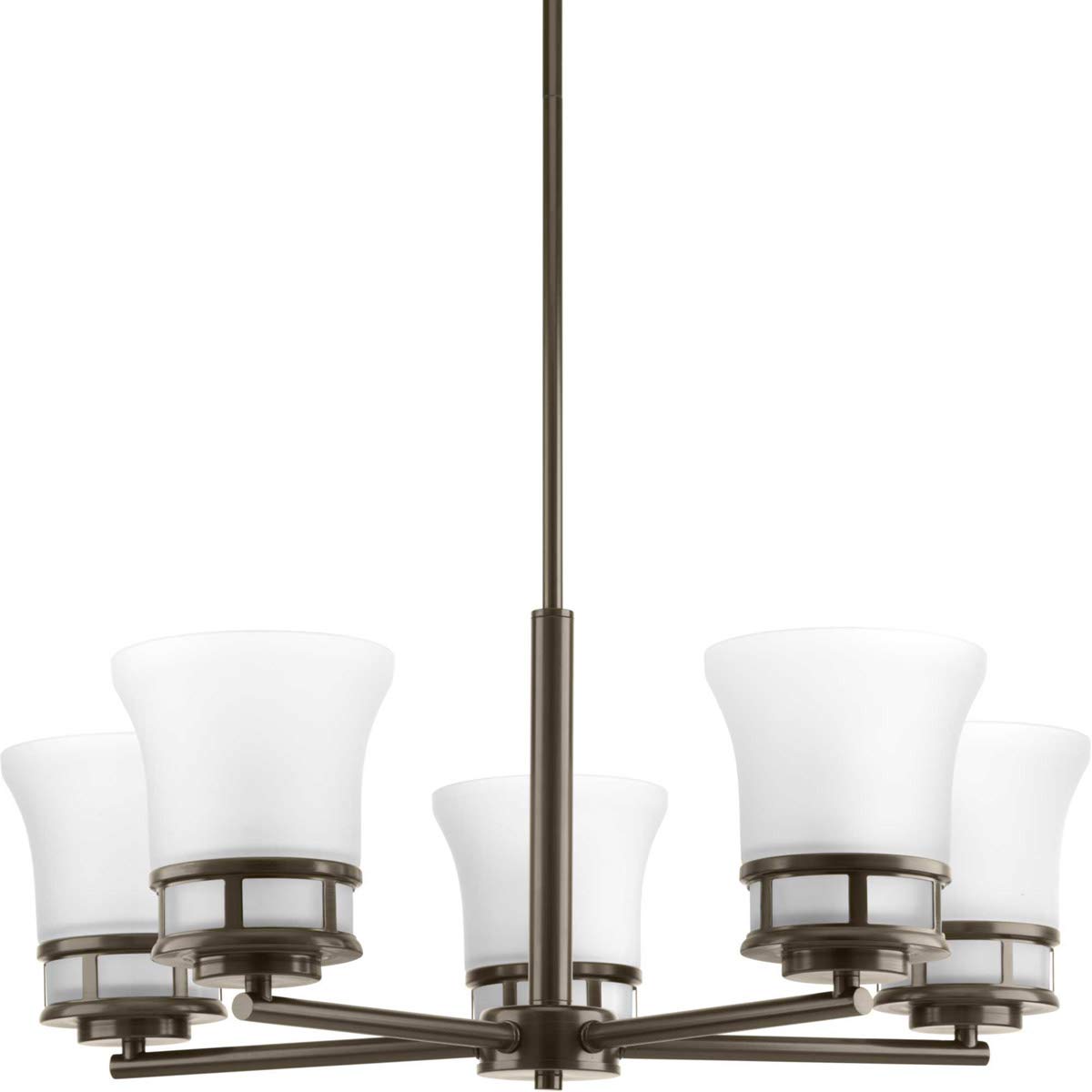 Cascadia Collection 5-Light Coastal Chandelier - Etched Glass Shade in Antique Bronze Finish - Perfect for Beach House, Coastal Decor & Dining Room Lighting