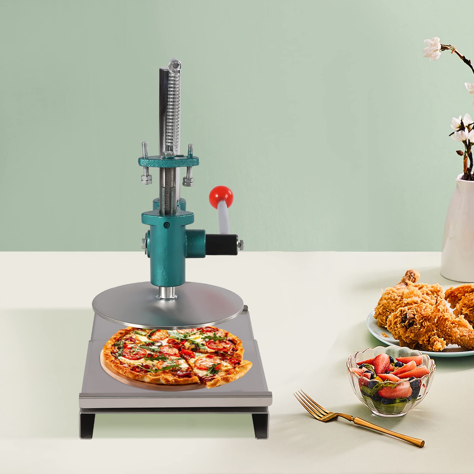 7.9 Inch Commercial Pizza Dough Press Machine - Adjustable Height Chapati & Pizza Crust Maker with 0.2