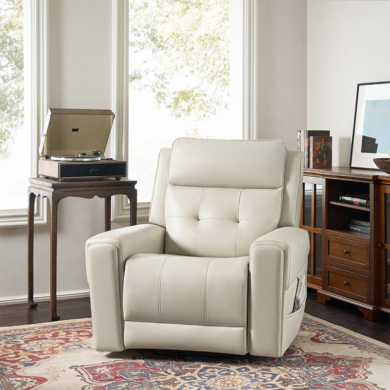 Horace Lift Support Deluxe Power Recliner Chair - Electric Massage Reclining Sofa with USB Charger & Cup Holders - Perfect for Living Room, Home Theater & Elderly Comfort